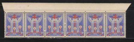 UNION SA 1940 CHRISTMAS LABELS MNH MARGINAL STRIP OF 6