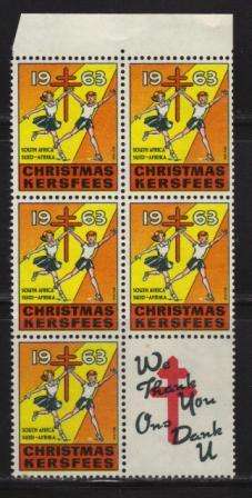 RSA 1963 CHRISTMAS LABELS MNH BOOKLET PANE OF 6