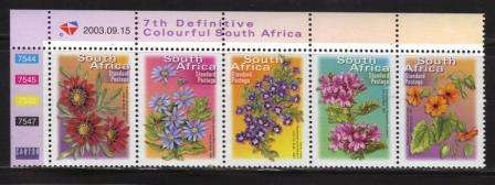 RSA 2003 7TH DEFINITIVE STANDARD POSTAGE MNH CONTROL STRIP 7544/7547 OF 5 DATED 2003/09/15