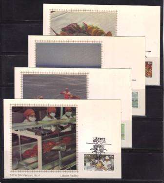 SWA 1983 LOBSTER INDUSTRY SET OF 4 LIMITED EDITION MAXISILK CARDS # 4