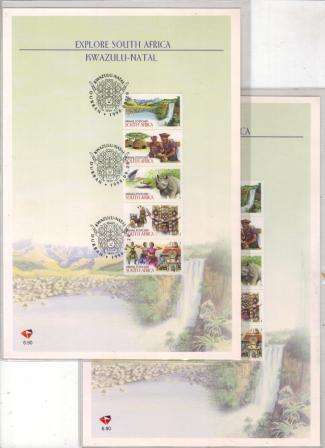 RSA 1998 EXPLORE SA KWAZULU-NATAL OFFICIAL FIRST DAY CARD 6.90 - BOTH IMPERF LEFT AND IMPERF RIGHT