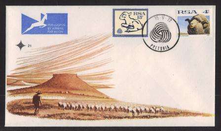 RSA 1972 WOOL BOARD INTERIM DEFINITIVES UNADDRESSED OFFICIAL FDC 21