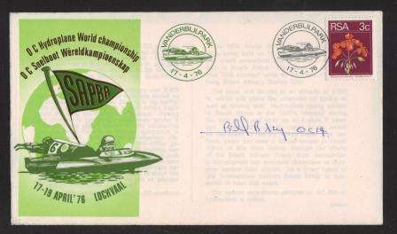 RSA 1976 HYDROPLANE WORLD CHAMPIONSHIP COM COVER SIGNED BY PILOT OC14