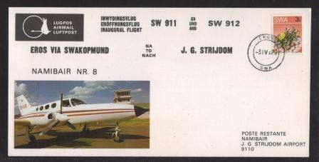 AVIATION 1979 NAMIB AIR FLIGHT CARD #8 - EROS - JG STRIJDOM