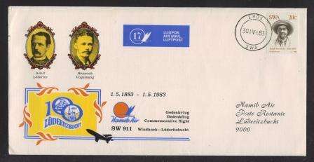 AVIATION 1983 NAMIB AIR FLIGHT COVER #17 - WINDHOEK - LUDERITZBUCHT