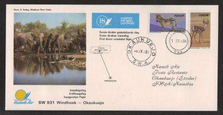 AVIATION 1984 NAMIB AIR FLIGHT CARD #18 - WINDHOEK - OKAUKUEJO