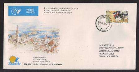 AVIATION 1984 NAMIB AIR FLIGHT COVER #19 - LUDERITZBUCHT - WINDHOEK