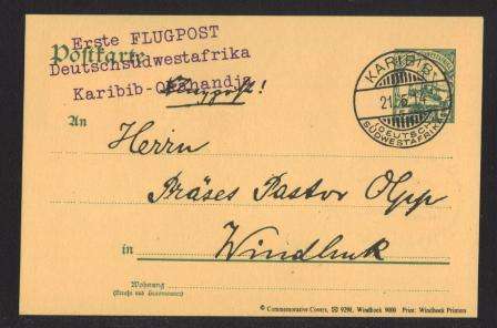 AVIATION 1989 NAMIB AIR FLIGHT CARD #34 - KARIBIB - WINDHOEK