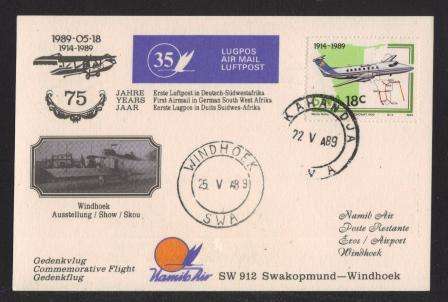 AVIATION 1989 NAMIB AIR FLIGHT CARD #35 - OKAHANDJA - WINDHOEK