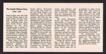 SA NAVY COM COVER 22 - INTERNATIONAL FLEET REVIEW BY PRESIDENT NELSON MANDELA 1997