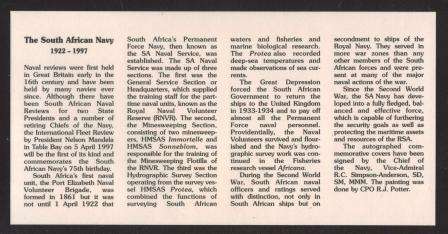 SA NAVY COM COVER #22 - INTERNATIONAL FLEET REVIEW BY PRESIDENT NELSON MANDELA 1997 SIGNED BY CHIEF