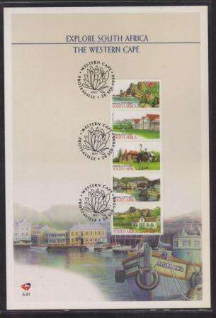 RSA 1998 EXPLORE THE WESTERN CAPE OFFICIAL FIRST DAY CARD 6.81 - STAMPS IMPERF RIGHT