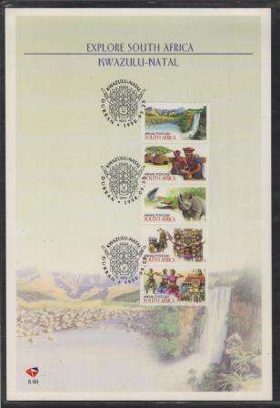 RSA 1998 EXPLORE KWAZULU-NATAL OFFICIAL FIRST DAY CARD 6.90 - STAMPS IMPERF RIGHT