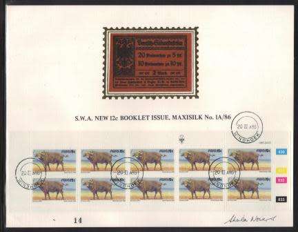 SWA 1986 NEW 12c DEFINITIVE MAXISILK CARD 1A/86 SIGNED BY ARTIST SHEILA NOWERS