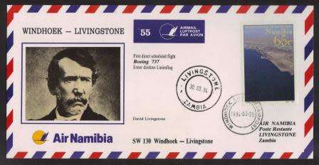 AVIATION 1994 AIR NAMIBIA FLIGHT COVER #55 - SW130 BOEING 737 WINDHOEK - LIVINGSTONE