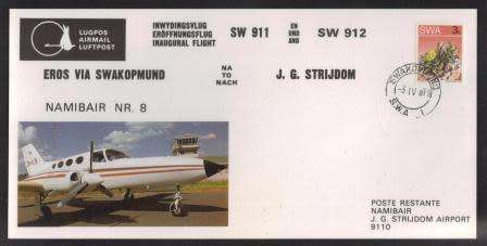 AVIATION 1979 NAMIB AIR FLIGHT COVER # 8 SW912 SWAKOPMUND - JG STRIJDOM