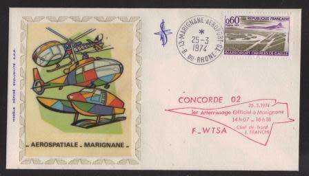 AVIATION 1974 CONCORDE FLIGHT COVER AEROSPATIALE MARIGNANE 25/3/74