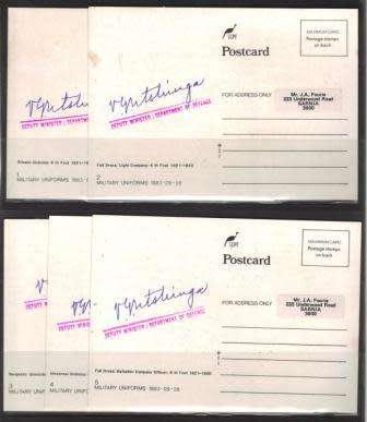 CISKEI 1983 MILITARY UNIFORMS SET OF 5 MAXI CARDS SIGNED BY DEPUTY DEFENCE MINISTER
