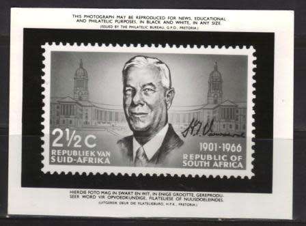 RSA 1966 VERWOERD COMMEMORATION 2and1/2c PHOTOGRAPHIC MEDIA/PUBLICITY RELEASE