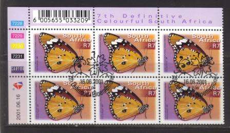 RSA 2001 7TH DEFINITIVE R7 BUTTERFLIES CTO CONTROL BLOCK 7228 OF 6 DATED 20010616