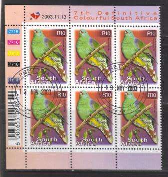 RSA 2003 7TH DEFINITIVE R10 BIRDS USED (CTO) CONTROL BLOCK 7715 OF 6 DATED 20031113