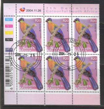 RSA 2004 7TH DEFINITIVE R20 BIRDS USED (CTO) CONTROL BLOCK 7871 OF 6 DATED 20041126