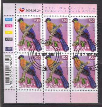 RSA 2005 7TH DEFINITIVE R20 BIRDS USED (CTO) CONTROL BLOCK 7975 OF 6 DATED 2005/08/24