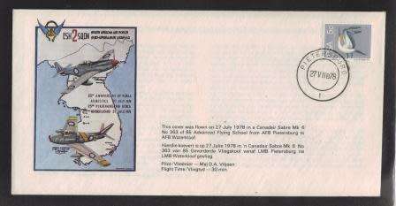 SA AIR FORCE (SAAF) FLIGHT COVER #1 - 25TH ANNIV OF KOREA ARMISTICE
