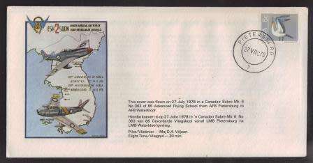 SA AIR FORCE (SAAF) FLIGHT COVER #1 - 25TH ANNIV OF KOREA ARMISTICE