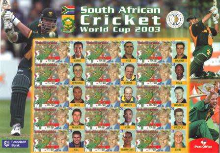 RSA 2001 CRICKET WORLD CUP 2003 MNH FULL SHEET OF 15