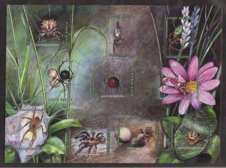 RSA 2004 WORLD OF SPIDERS MNH FULL SHEET OF 10