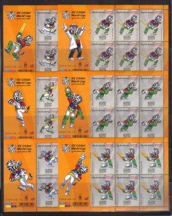 RSA 2002 ICC CRICKET WORLD CUP SET OF 6 MNH FULL SHEETS OF 6