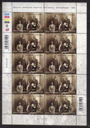 RSA 2012 SANNC 100 CONGRESS MNH FULL SHEET OF 10