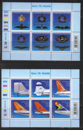 RSA 2009 SAA 75 YEARS SET OF 2 MNH FULL SHEETS OF 6