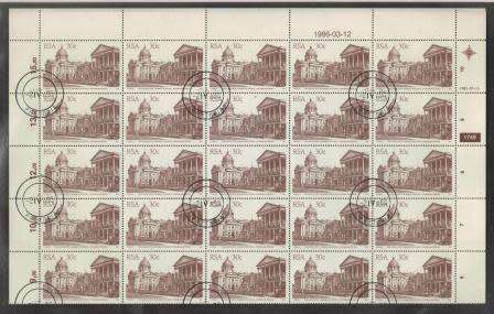 RSA 1986 4TH DEFINITIVE BUILDINGS 30c CTO FULL SHEET 1749 OF 50 DATED 12/3/86 PANE B