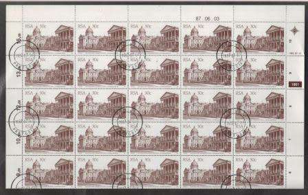RSA 1987 4TH DEFINITIVE BUILDINGS 30c CTO FULL SHEET 1861 OF 50 DATED 3/6/87 PANE B