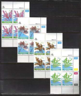 TRANSKEI 1988 SEAWEED SET OF 4 MNH CONTROL BLOCKS OF 4