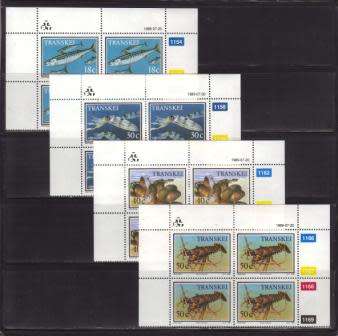 TRANSKEI 1989 FOOD FROM THE SEA SET OF 4 MNH CONTROL BLOCKS