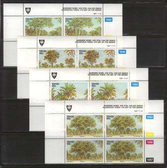 VENDA 1991 INDIGENOUS TREES SET OF 4 MNH CONTROL BLOCKS OF 4
