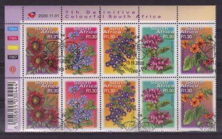RSA 2000 7TH DEFINITIVE R1.30 FLOWERS USED (CTO) CONTROL BLOCK 7064 OF 10 DATED 1/11/2000