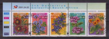 RSA 2001 7TH DEFINITIVE R1.40 FLOWERS CTO CONTROL STRIP 7216 OF 5 DATED 2/4/2001