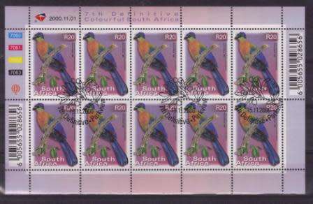 RSA 2000 7TH DEFINITIVE R20 BIRDS USED (CTO) FULL SHEET 7060 OF 10 DATED 1/11/2000