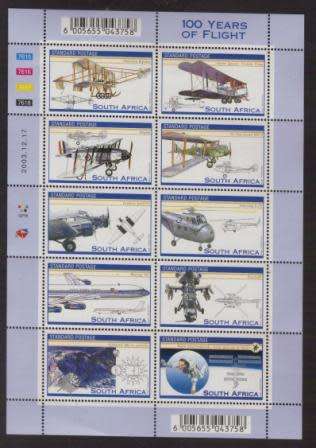 RSA 2003 100 YEARS OF FLIGHT MNH FULL SHEET