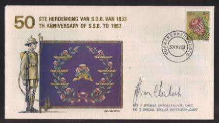 MILITARY COM COVER - 1983 50TH ANNIV SSB SIGNED OC SSB VAN NIEKERK IN BLACK PEN