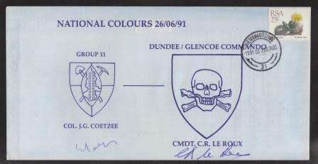 MILITARY COM COVER - 1991 NATIONAL COLOURS DUNDEE/GLENCOE COMMANDO SIGNED COL AND CMDT