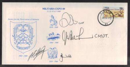 MILITARY COM COVER - 1989 MILITARIA EXPO DURBAN SIGNED BY 4