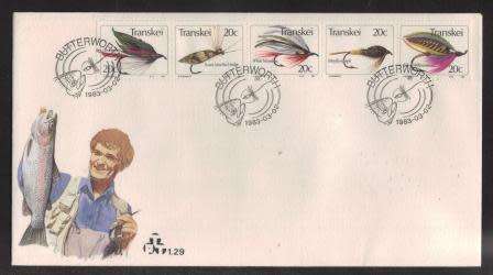 TRANSKEI 1983 FISHING FLIES 4TH ISSUE OFFICIAL FDC 1.29 STARTING WITH ALEXANDRA