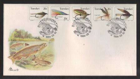 TRANSKEI 1984 FISHING FLIES 5TH ISSUE OFFICIAL FDC 1.33 STARTING WITH MARCH BROWN NYMPH