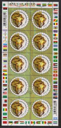 RSA 2002 AFRICAN UNION MNH FULL SHEET OF 10