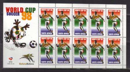 RSA 1998 WORLD CUP SOCCER MNH FULL SHEET OF 10